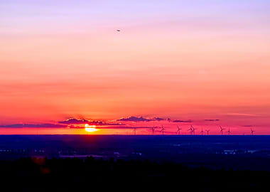 Sunset & Wind Turbines