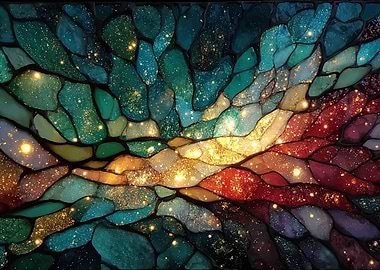 Colorful Abstract Mosaic with Glittering Lights