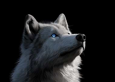 White Wolf with Blue Eyes