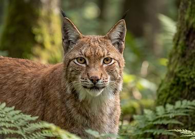 Eurasian Lynx Portrait in Forest