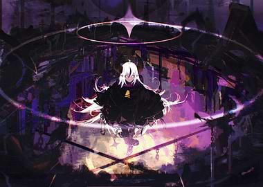 Horned Anime Character in Dark Setting