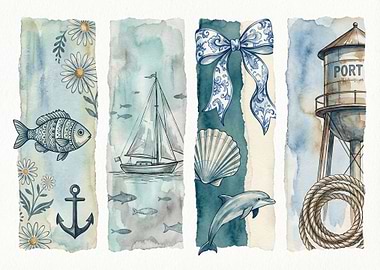 Nautical Watercolor Collage