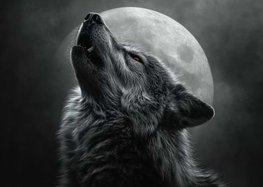 Wolf Howling at the Moon