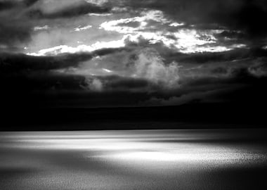 Monochrome Landscape with Dramatic Sky