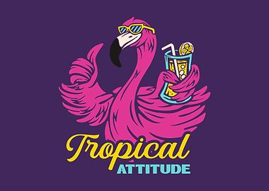 Tropical Flamingo with Drink