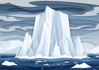 Iceberg in Arctic Ocean Illustration