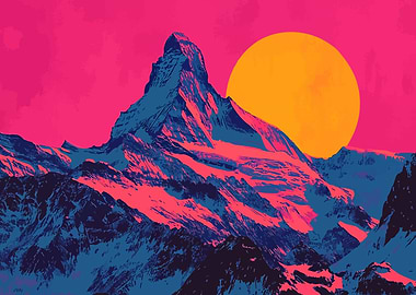 Matterhorn Switzerland Retro Minimalist Art Illustration