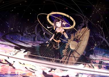 Anime Girl with Planetary Halo