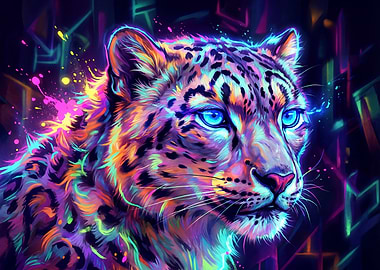 Neon Leopard Portrait