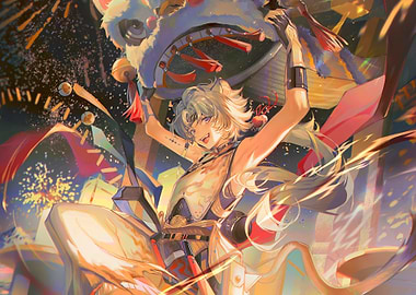 Anime Character Performing Lion Dance