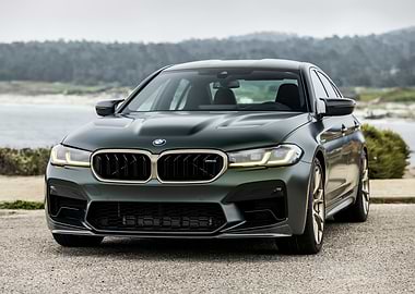 Green BMW M5 Sedan Front View