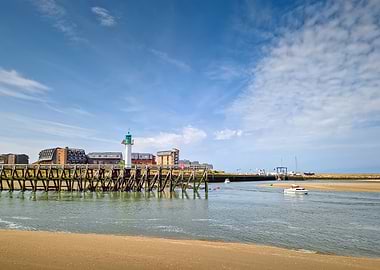 Coastal Scene with Lighthouse and Pier