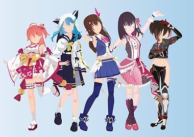 Anime Girls Group Illustration