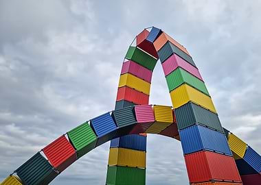 Colorful Shipping Container Arch Sculpture