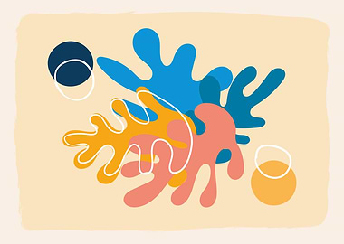 Abstract Colorful Shapes on Beige Background