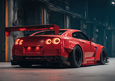 Red Nissan GTR Widebody