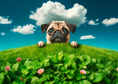 Pug on a Hill