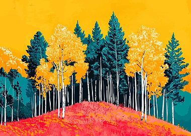 Autumn Forest Landscape Illustration Art