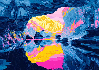 Iceberg Cave Nature Art Minimalist Illustration