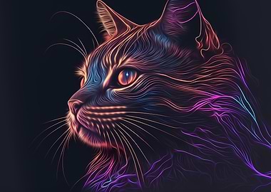 Neon Cat Portrait