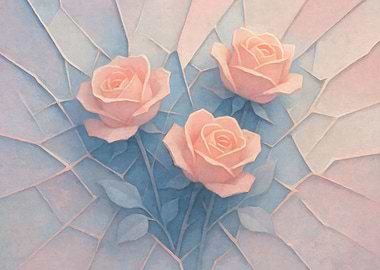 Pastel Roses with Geometric Background