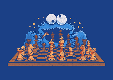 Cookie Chess Game - Funny Blue Monster