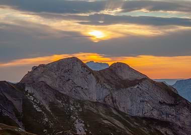 Mountain Peaks at Sunset