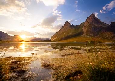 Mountain Lake at Sunset