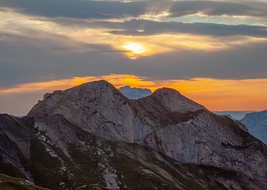 Mountain Peaks at Sunset