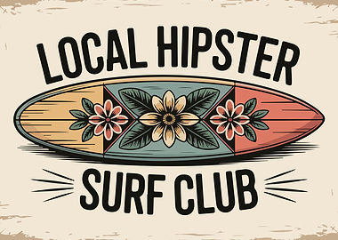 Local Hipster Surf Club Illustration