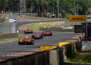 Racing cars on a track