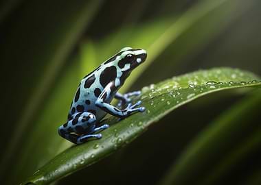 Blue Poison Dart Frog on Leaf
