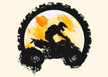 ATV Rider Silhouette with Gear Backdrop