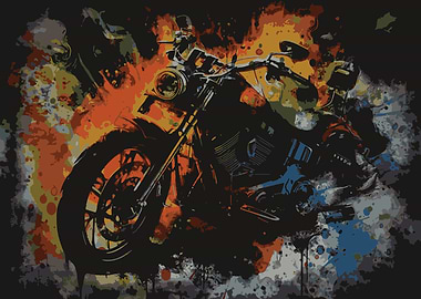 Motorcycle Art with Abstract Splatter