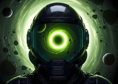 Astronaut in Space with Green Portal