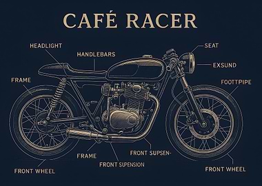 Cafe Racer Motorcycle Blueprint