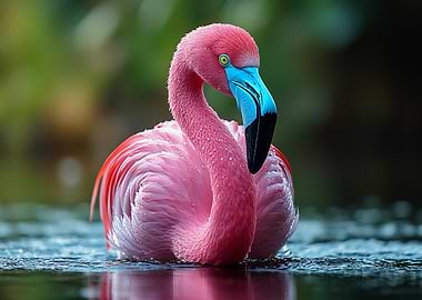 Pink Flamingo in Water