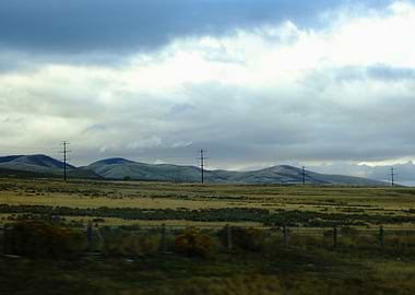 Overcast South- Idaho Landscape with Power Lines