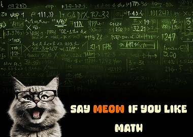 Cat with Glasses Loves Math