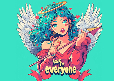 Anime Cupid with Arrow and Wings