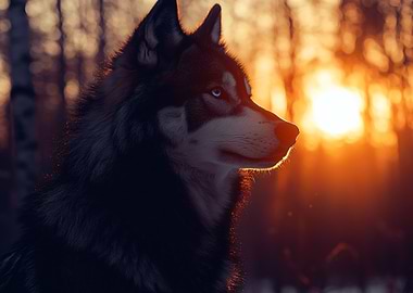 Husky in Sunset