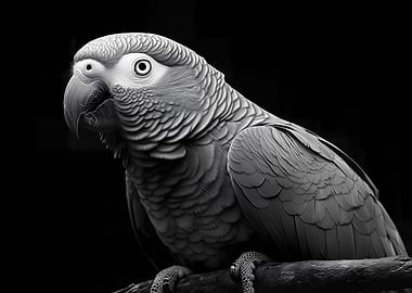 Monochrome Parrot Portrait