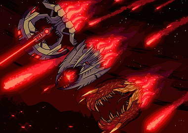 Space Battle with Fiery Spaceships
