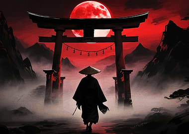 Samurai under the Red Moon Gate