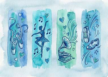 Watercolor Dance and Music Illustration
