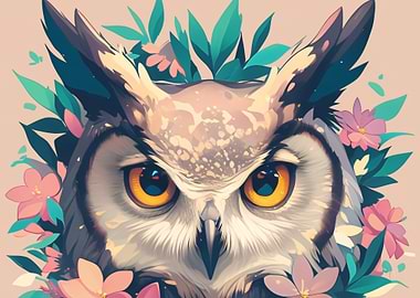 Floral Owl Portrait
