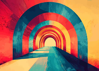Colorful Archway Abstract Minimalist Art Illustration