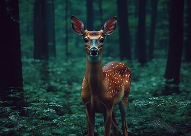 Deer in Dark Forest