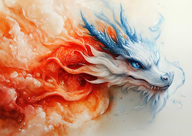 Watercolor Dragon Head