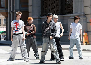 Group of Young Men on Street